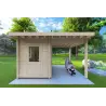 Abris de jardin en bois AMARISSA avec auvent 3x4, 44mm, vue frontale