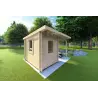 Abris de jardin en bois AMARISSA avec auvent 3x4, 44mm, façade côté gauche