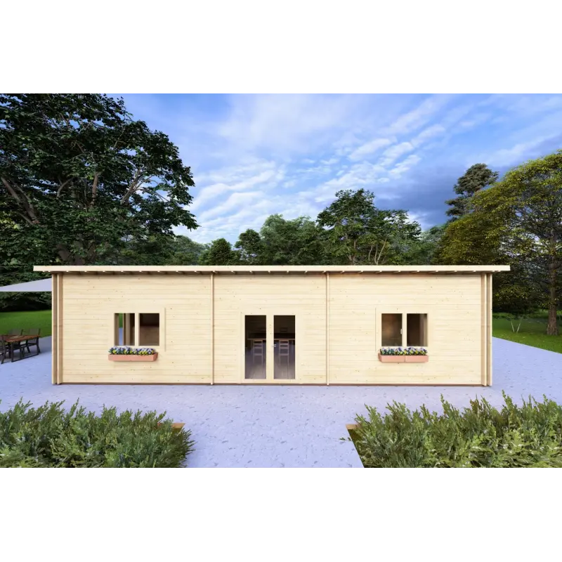Maison isolée LILLY 11.70x6.60, 44/100/44 mm, vue frontale
