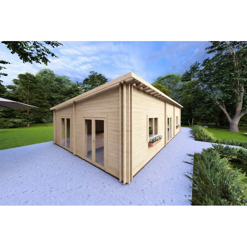 Maison isolée LILLY 11.70x6.60, 44/100/44 mm, façade côté gauche