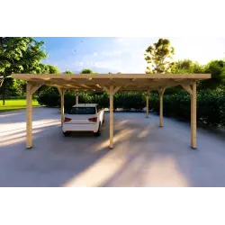 Abri en bois double 6.36x5.75, 36 m², vue frontale