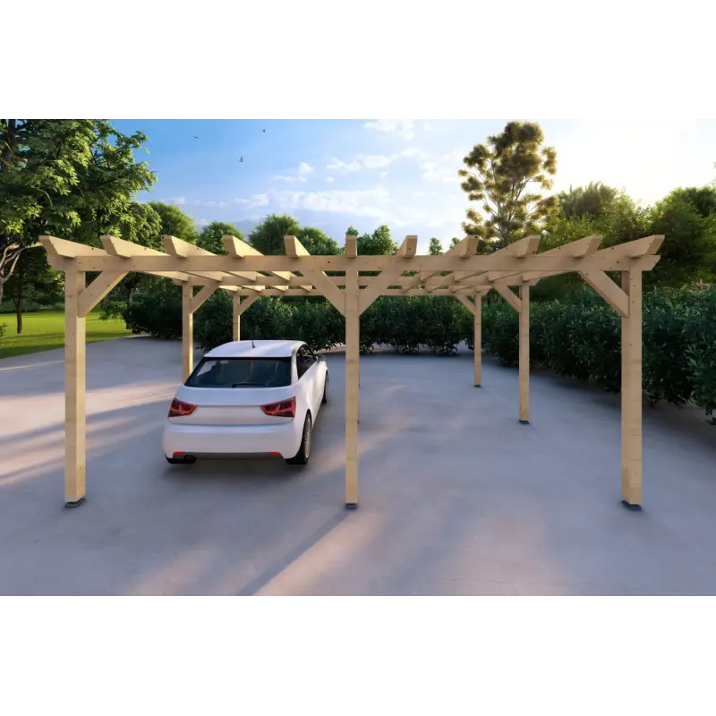 Pergola bois 6x5, vue frontale