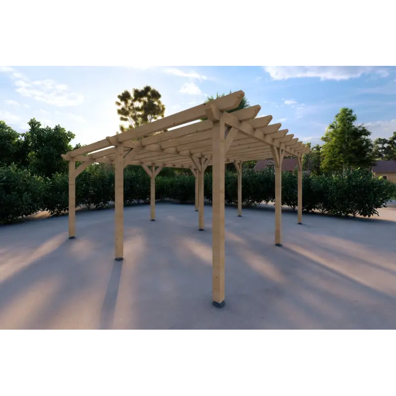 Pergola bois 6x5, façade côté gauche