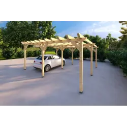Pergola bois 6x5, façade côté droit
