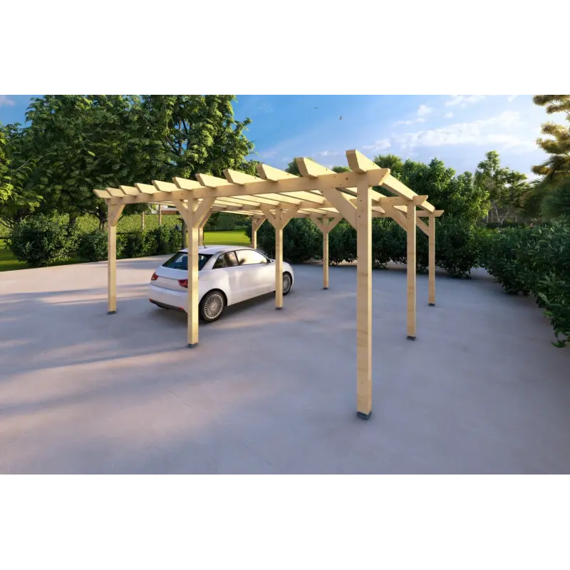 Pergola bois 6x5, façade côté droit