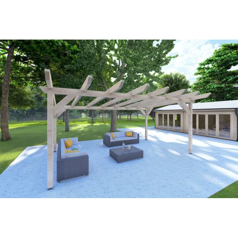 Carport en bois 20 m², façade côté gauche