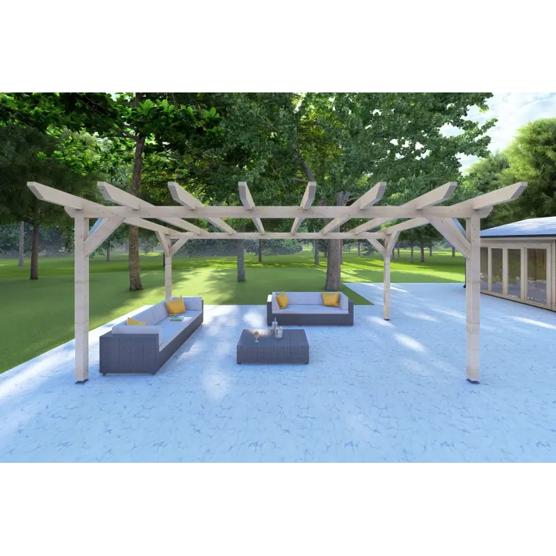 Carport en bois 20 m², vue frontale