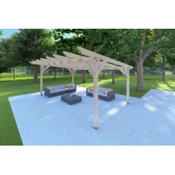 Carport en bois 20 m², façade côté droit