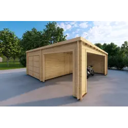 Garage en bois avec toit à un versant 38 m², 44mm, façade côté droit