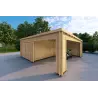 Garage en bois avec toit à un versant 38 m², 44mm, façade côté droit