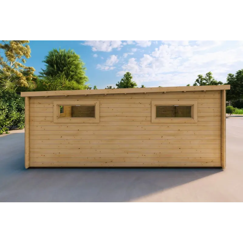 Garage en bois avec toit à un versant 38 m², 44mm, côté gauche