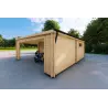 Garage en bois avec toit à un versant 38 m², 44mm, vue arrière côté droit