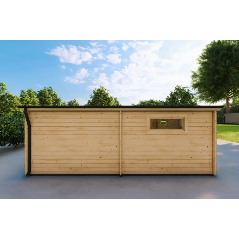 Garage en bois avec toit à un versant 38 m², 44mm, vue arrière