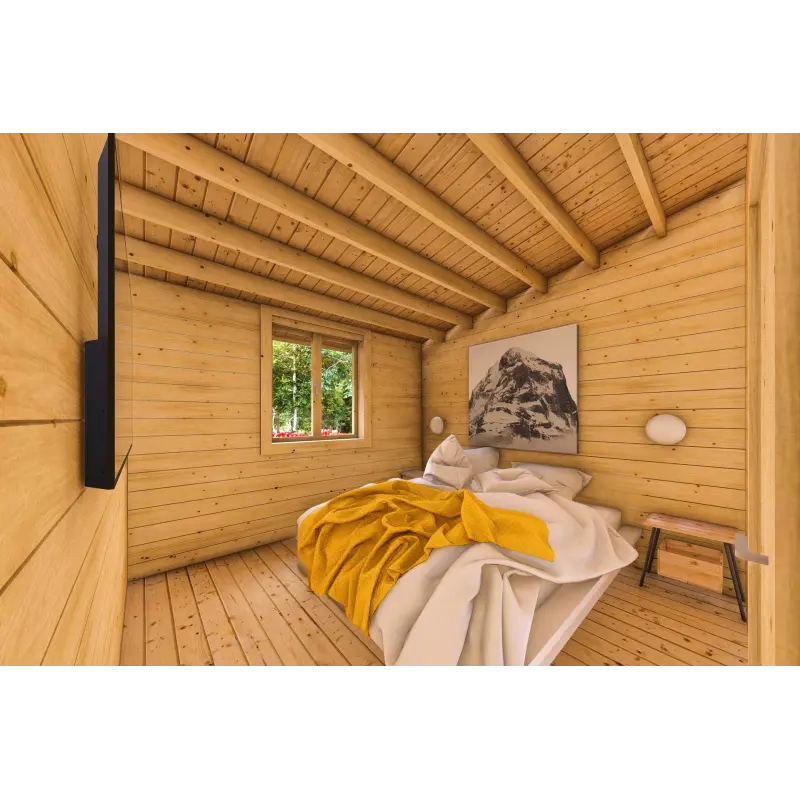 Maison isolée BIANCA 40m², 44/100/44 mm, intérieur chambre principale