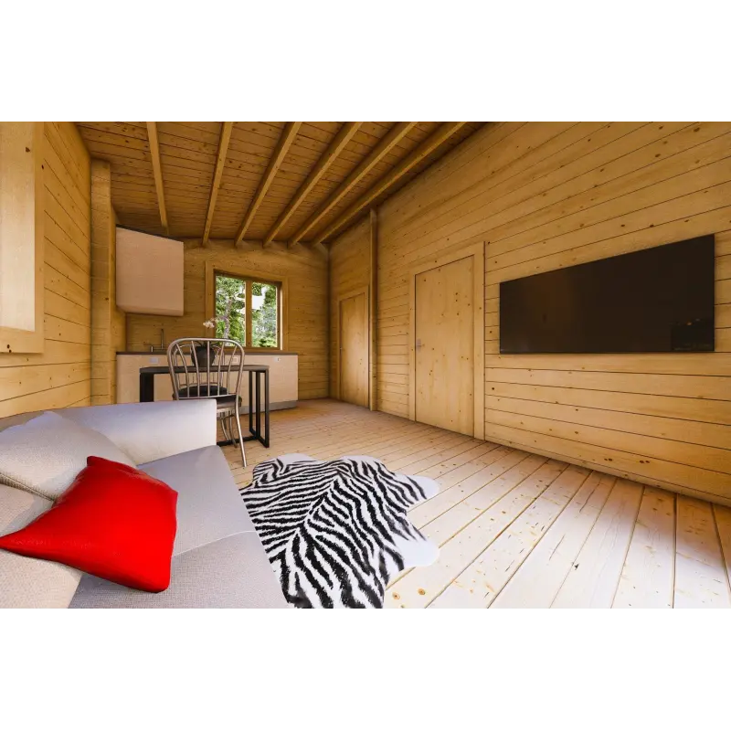 Maison isolée BIANCA 40m², 44/100/44 mm, espace de vie ouvert