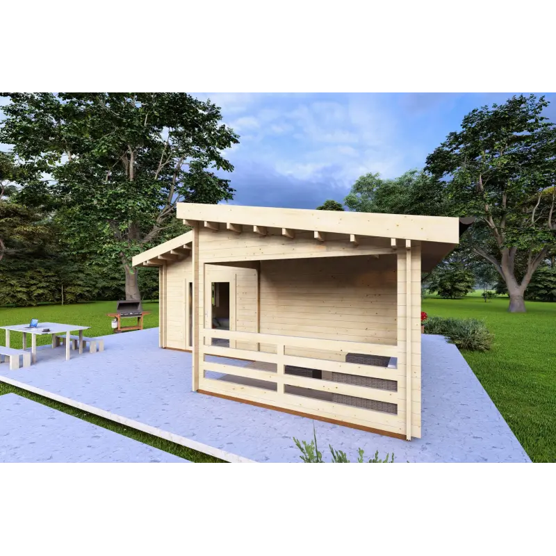 Maison isolée BIANCA 40m², 44/100/44 mm, façade côté droit