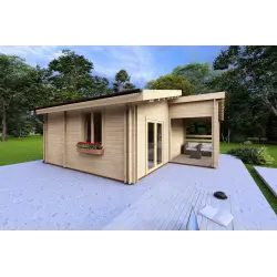 Maison isolée BIANCA 40m², 44/100/44 mm, façade côté gauche