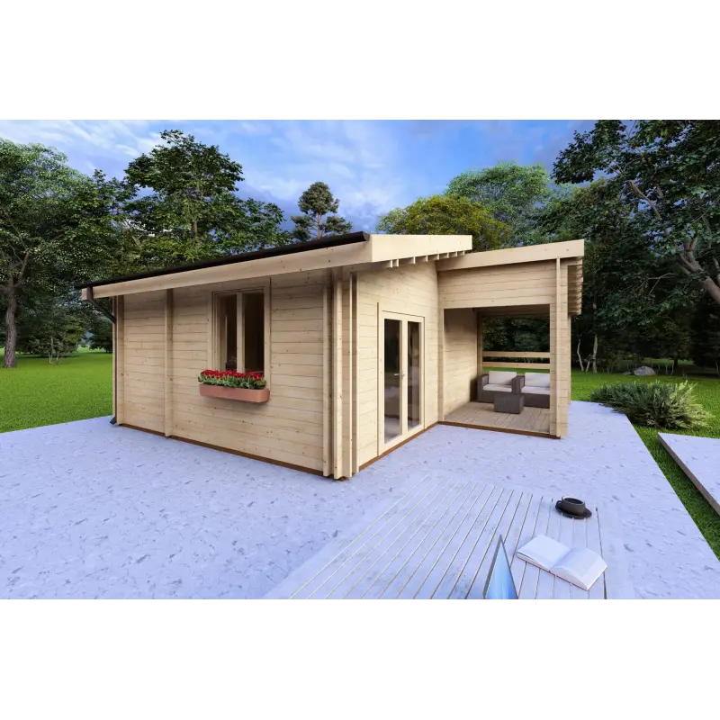 Maison isolée BIANCA 40m², 44/100/44 mm, façade côté gauche
