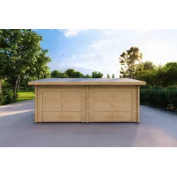 Garage double avec débarras en bois 6x8, 60mm, vue frontale
