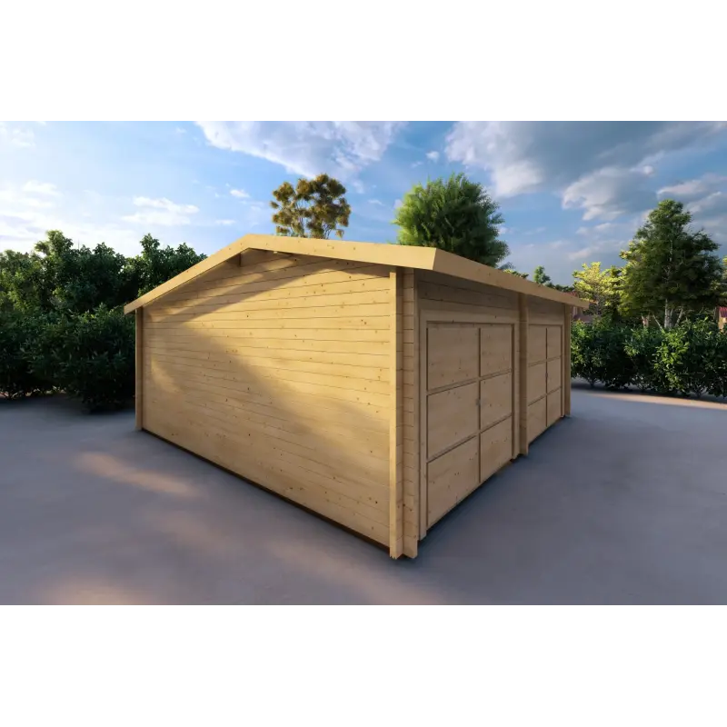 Garage double avec débarras en bois 6x8, 60mm, côté gauche