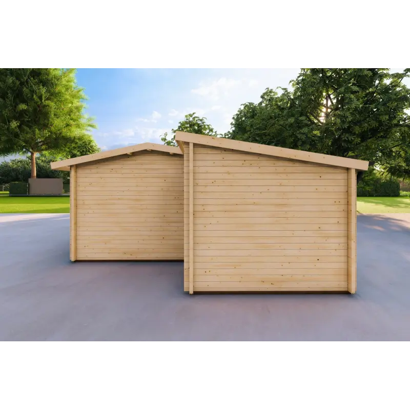 Garage double avec débarras en bois 6x8, 60mm, côté droit