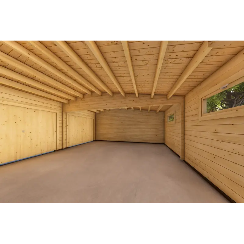 Garage double avec débarras en bois 6x8, 60mm, intérieur