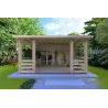 Chalet en bois CLOTILDE 5.5x10, 44mm, vue frontale