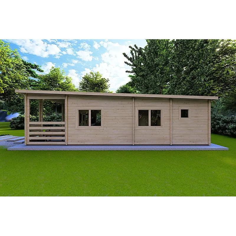 Chalet en bois CLOTILDE 5.5x10, 44mm, côté droit