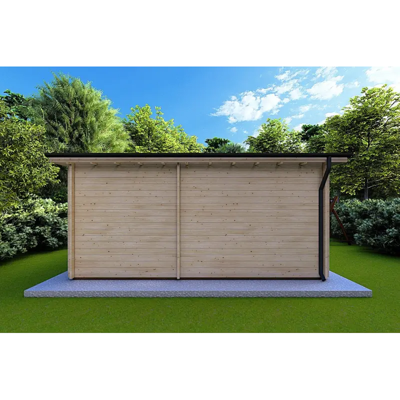 Chalet en bois CLOTILDE 5.5x10, 44mm, vue arrière