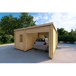 Pergola bois avec double abri 5x6, 44mm, façade côté droit