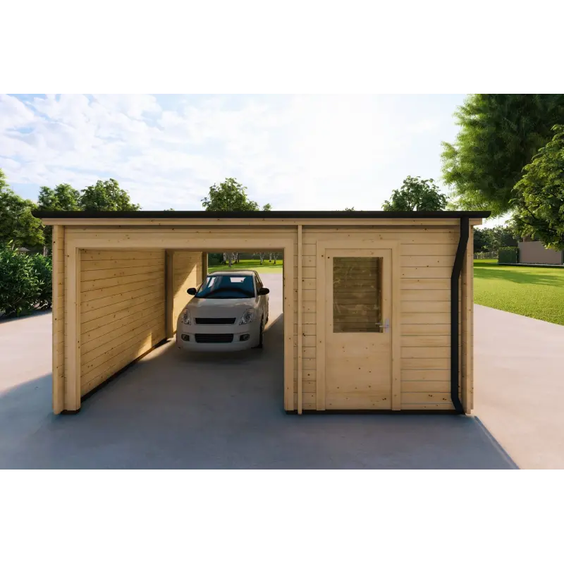 Pergola bois avec double abri 5x6, 44mm, vue arrière