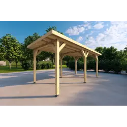 Carport en bois monopente 3x6, façade côté droit