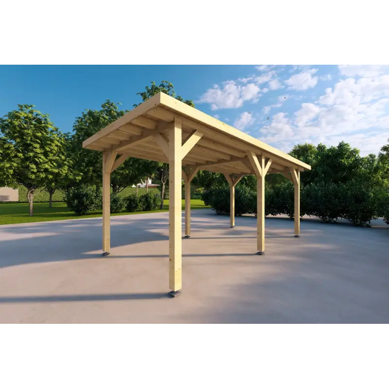 Carport en bois monopente 3x6, façade côté droit