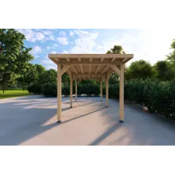 Carport en bois monopente 3x6, vue frontale