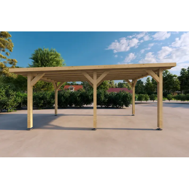 Carport en bois monopente 3x6, côté gauche