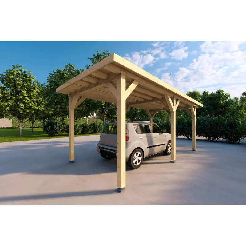 Carport en bois monopente 3x6, côté droit