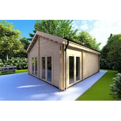 Maison en bois SILVIA 5.5x7.4, 44/100/44 mm, façade côté droit