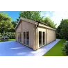 Maison en bois SILVIA 5.5x7.4, 44/100/44 mm, façade côté droit