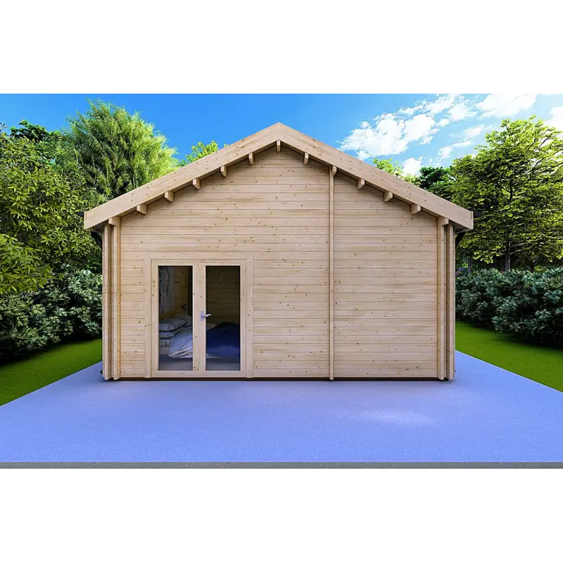Maison en bois SILVIA 5.5x7.4, 44/100/44 mm, vue arrière