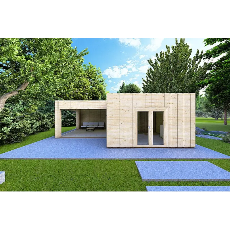 Maison isolée avec bardage SOLEIL 42 m², 60/100/30/40 mm, vue frontale