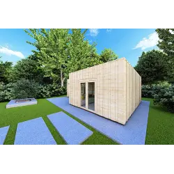 Maison isolée avec bardage SOLEIL 42 m², 60/100/30/40 mm, façade côté droit