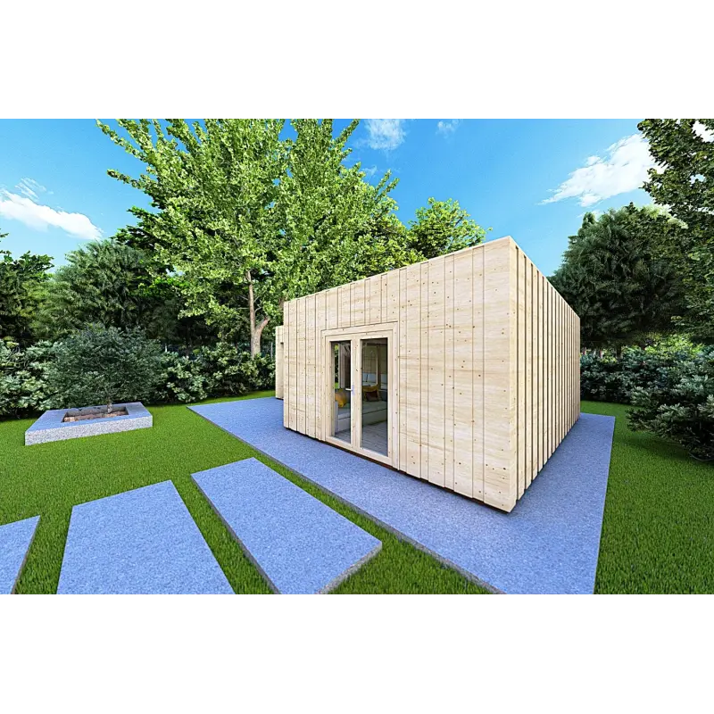 Maison isolée avec bardage SOLEIL 42 m², 60/100/30/40 mm, façade côté droit