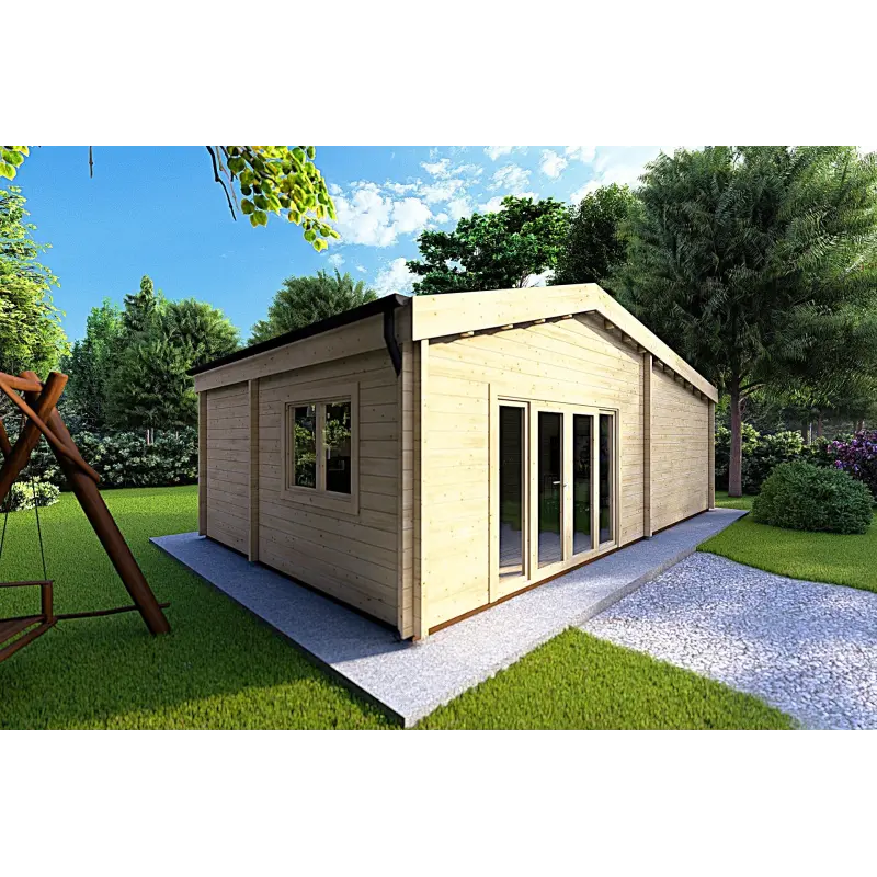 Chalet bois IRENE 8.6x4.9, 60mm, côté gauche