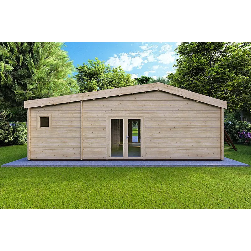 Chalet bois IRENE 8.6x4.9, 60mm, vue arrière