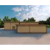 Maison habitable en bois avec garage double PRISCILLA, 44/140/44 mm, vue frontale