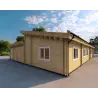 Maison habitable en bois avec garage double PRISCILLA, 44/140/44 mm, vue arrière côté droit