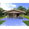 Chalet en bois habitable​ avec 5 pièces EVA 108 m², 44/140/44 mm, vue frontale
