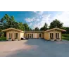 Maison habitable en bois en forme de fer à cheval AMBRA 96 m², 100mm, vue frontale