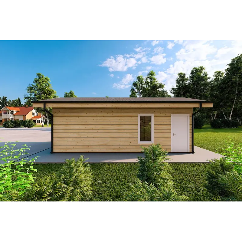 Maison habitable en bois en forme de fer à cheval AMBRA 96 m², 100mm, côté droit