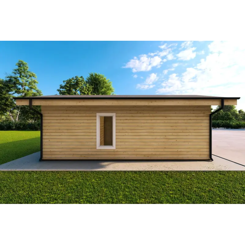 Maison habitable en bois en forme de fer à cheval AMBRA 96 m², 100mm, côté gauche